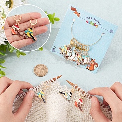12Pcs 4 Style Alloy Enamel Bird Charms Locking Stitch Makers&nbsp;HJEW-PH01590