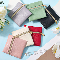 6Pcs 6 Colors Square PU Leather Jewelry Gift Zipper Bags&nbsp;ABAG-CL0001-01