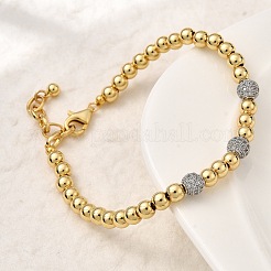 Round Brass Beads Bracelets for Women&nbsp;BJEW-K244-09G