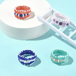Glass Seed Bead Braided Rings&nbsp;RJEW-MZ00006