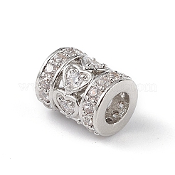 Rack Plating Brass Micro Pave Clear Cubic Zirconia European Style Beads&nbsp;KK-C019-28P