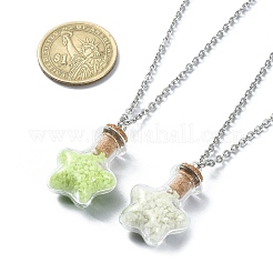 2Pcs 2 Color Luminous Glass Star Bottle Pendant Necklace&nbsp;NJEW-JN04522