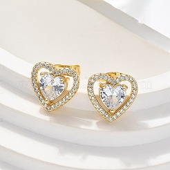 Brass Micro Pave Clear Cubic Zirconia Stud Earrings&nbsp;EJEW-C139-06G