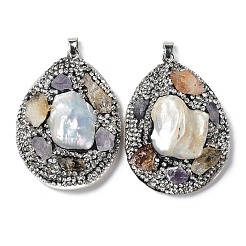 Baroque Natural Freshwater Shell Polymer Clay Rhinestone Big Pendants&nbsp;BSHE-P033-15A
