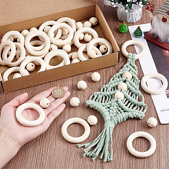 Round/Ring Unfinished Wood Beads&nbsp;PH-WOOD-G003-02