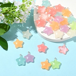 70Pcs 7 Colors Luminous Transparent Resin Pendants&nbsp;RESI-YW0004-47