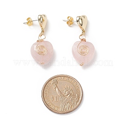 5 Pair 5 Style Natural Rose Quartz Heart Dangle Stud Earrings&nbsp;EJEW-JE05083