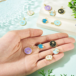 12Pcs 6 Styles Rack Plated Brass Enamel Pendants&nbsp;KK-TA0008-58