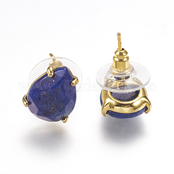 Natural Lapis Lazuli Stud Earrings&nbsp;X-EJEW-L196-03D