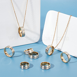 16Pcs 8 Size Two Tone 201 Stainless Steel Grooved Finger Rings Set for Women&nbsp;RJEW-UN0002-81