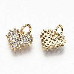Brass Micro Pave Clear Cubic Zirconia Charms&nbsp;X-RJEW-T063-60G-NF