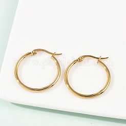 PVD Vacuum Plating 201 Stainless Steel Hoop Earrings with 304 Stainless Steel Pins for Women&nbsp;EJEW-D279-12G-02