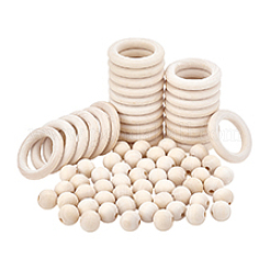 Round/Ring Unfinished Wood Beads&nbsp;PH-WOOD-G003-02