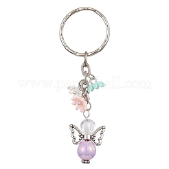 Angel Acrylic Beaded Keychain with Flower Opaque Resin Charms&nbsp;KEYC-JKC00533