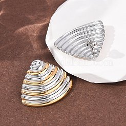 Two Tone Shell Shape 304 Stainless Steel Stud Earrings&nbsp;LS-EJEW-H176-01GP