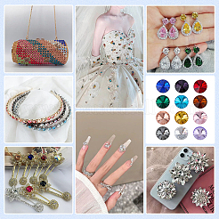 192Pcs 12 Colors Diamond Glass Rhinestone Cabochons&nbsp;RGLA-PH0001-21