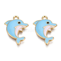 Light Gold Plated Alloy Enamel Pendants&nbsp;ENAM-T009-55A-RS