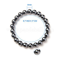 Non-magnetic Synthetic Hematite Round Beads Stretch Bracelets&nbsp;BJEW-PH0001-8mm-22