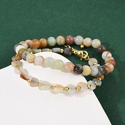 Natural Flower Amazonite Beaded Bracelets Set for Women&nbsp;BJEW-G752-02G-08