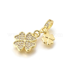 Brass Micro Pave Clear Cubic Zirconia Pendants&nbsp;KK-Z156-17G
