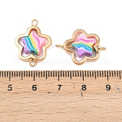 CCB Plastic Frame with Polymer Clay Rainbow Beads Links Connector Charms&nbsp;KK-D103-08A-G