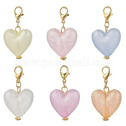 Luminous Acrylic Gold Powder Heart Pendant Decorations&nbsp;HJEW-JM04272