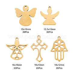 100Pcs 10 Style 2 Colors 304 Stainless Steel Pendants&nbsp;STAS-LS0001-34