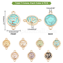 28pcs 7 colors Glass Connector Charms&nbsp;GLAA-AR0001-28