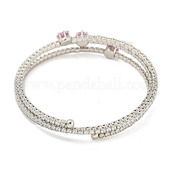 Rack Plating Brass Pave Clear Cubic Zirconia Open Cuff Wrap Bangles&nbsp;BJEW-B110-01P