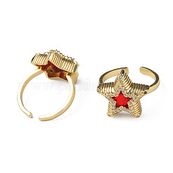 Cubic Zirconia Star Open Cuff Ring&nbsp;RJEW-N035-126C