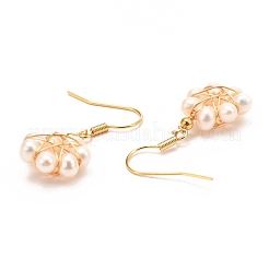 Brass Flower-shaped Dangle Earrings&nbsp;EJEW-D275-01G