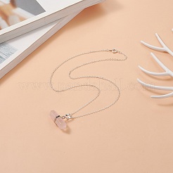 Natural Rose Quartz Geometry Pendant Necklace&nbsp;NJEW-JN04239-05