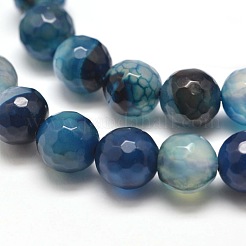 Dyed Natural Agate Faceted Round Beads Strands&nbsp;X-G-E267-21