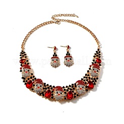 Christmas Santa Claus & Teardrop Alloy Rhinestone Pendant Necklace & Stud Dangle Earrings Sets&nbsp;FS-WG4FF2A-01