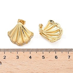 Brass Clear Cubic Zirconia Stud Earrings&nbsp;EJEW-Q017-05B-G