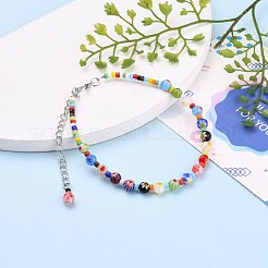 Handmade Millefiori Glass Beads Anklets&nbsp;AJEW-AN00341-02