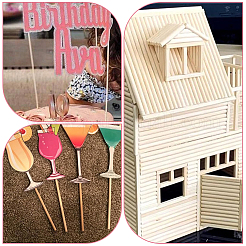 30Pcs 5 Styles Wood Craft Sticks&nbsp;WOOD-SP0001-75