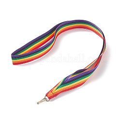 (Defective Closeout Sale: Oxydic Iron Clasp)Polyester Ribbon Name Card Holder Lanyard&nbsp;AJEW-XCP0001-64