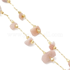 Natural Sunstone Chip Handmade Link Chain Necklaces&nbsp;NJEW-JN05811-03