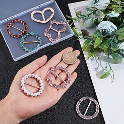 7Pcs Flower & Flat Round & Butterfly & Heart Alloy Rhinestone Buckles&nbsp;JEWB-NB0001-11