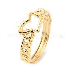 304 Stainless Steel Hollow Heart Adjustable Rings&nbsp;RJEW-D002-13G
