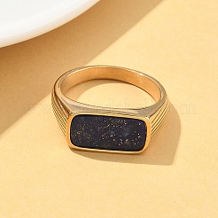 316L Stainless Steel Natural Lapis Lazuli Finger Rings for Women&nbsp;RJEW-U054-02C-03G