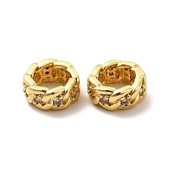 Rack Plating Brass Micro Pave Cubic Zirconia Rondelle European Beads&nbsp;KK-C010-27