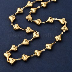 304 Stainless Steel Heart Link Chain Necklaces for Women&nbsp;NJEW-G178-02G-02