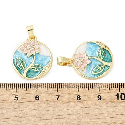 Brass Micro Pave Clear Cubic Zirconia Pendants&nbsp;KK-L235-05A-G