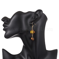 3 Pairs Brass Flower Dangle Earrings&nbsp;EJEW-TA00759