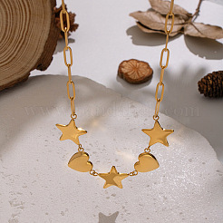 304 Stainless Steel Star Heart Link Chain Necklaces for Women&nbsp;UT7445