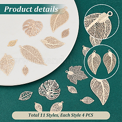 44Pcs 11 Style Brass Big Pendants&nbsp;KKC-PH0001-03