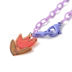 Transparent Acrylic Flower Pendants Necklaces&nbsp;NJEW-JN03521-03