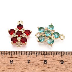 Brass Pave Cubic Zirconia Flower Connector Charms&nbsp;KK-T078-25G